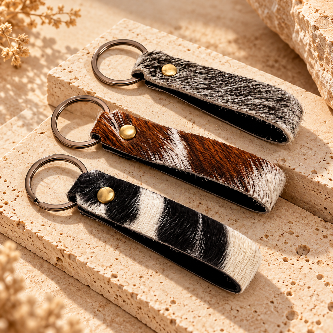 Cowhide Leather Loop Keychain – Rustic Key Ring Strap Premium Accessories