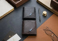 Men's slim embossed grid bifold wallet with card slots and cash compartment