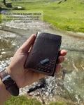 Men's slim embossed grid bifold wallet with card slots and cash compartment