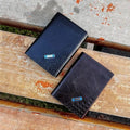 Men's slim embossed grid bifold wallet with card slots and cash compartment