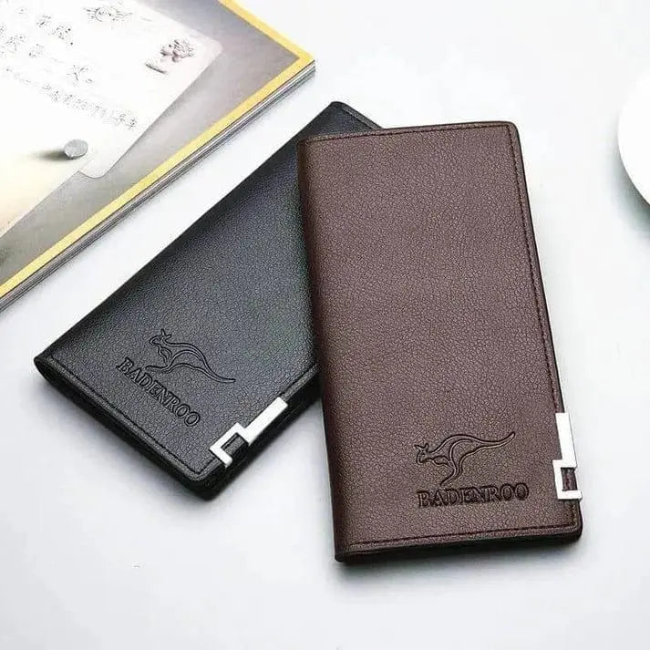 Premium long wallet for men with slim profile, card storage and metal corner detail